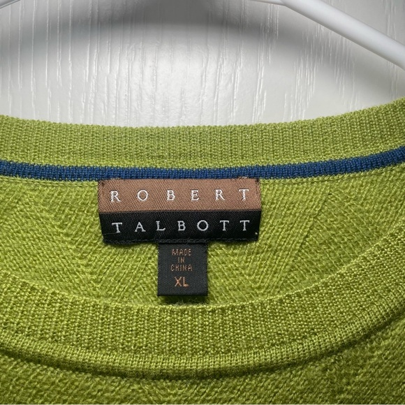 Robert Talbott Lime Green 100% Merino Wool Sweater Size XL - Picture 2 of 6